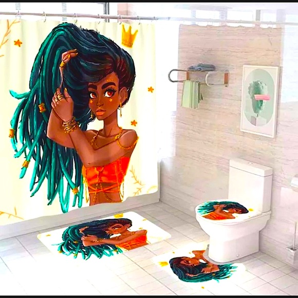 3 piece mat set with shower curtain (71 x 71 in) - Picture 1 of 2